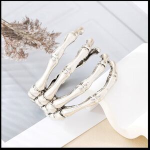 Silver Skeleton Hand Statement bracelet hinged